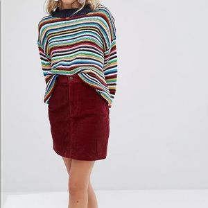 Corduroy Burgundy Miniskirt (UK 4 - US 0/2) XS